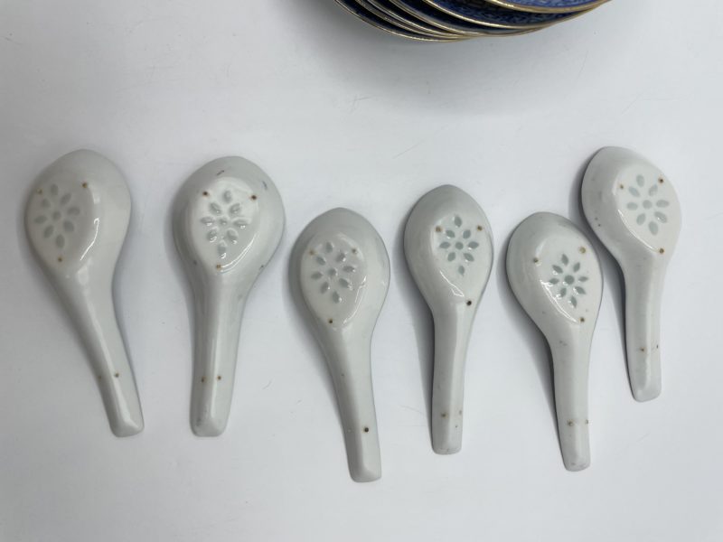 Lot de 6 bols chinois et 6 cuillères bleu dragon – Image 9