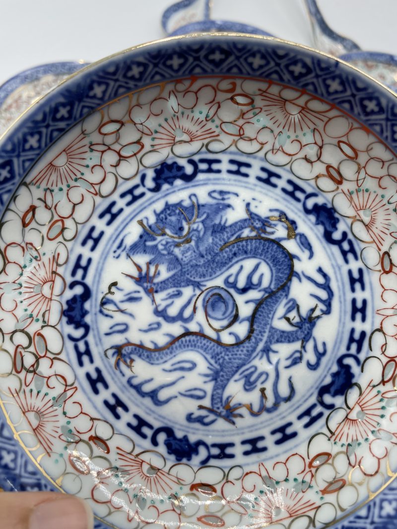Lot de 6 bols chinois et 6 cuillères bleu dragon – Image 6