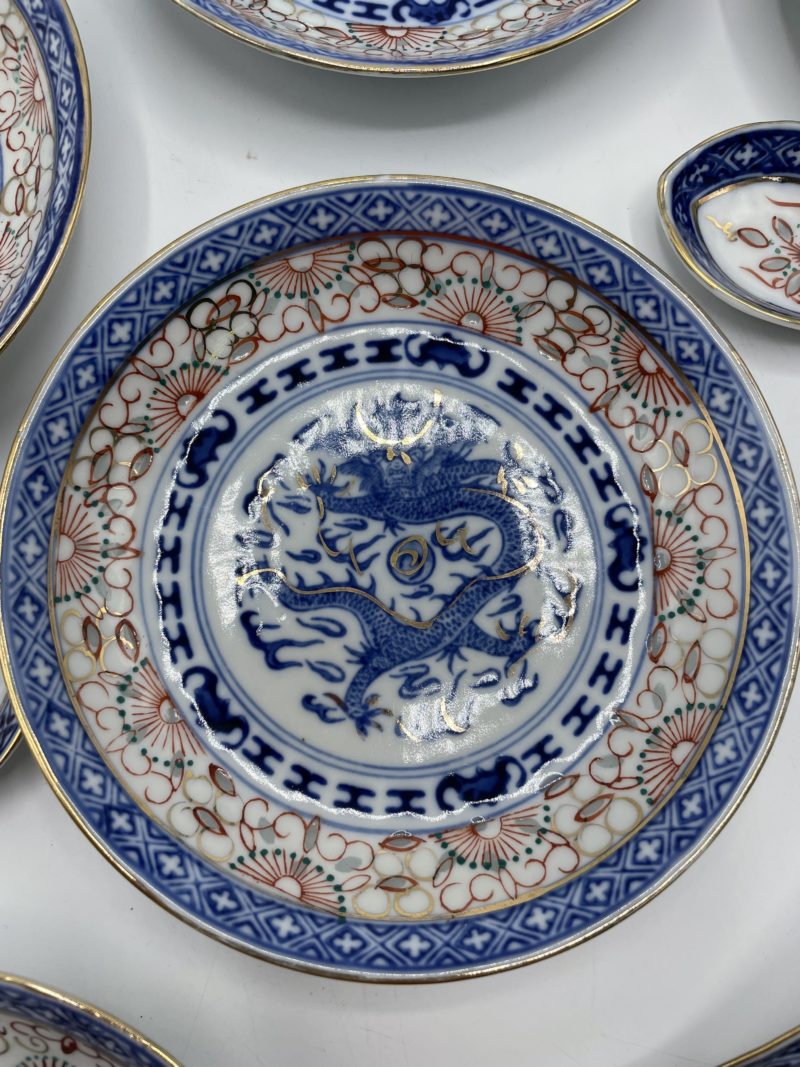 Lot de 6 bols chinois et 6 cuillères bleu dragon – Image 7