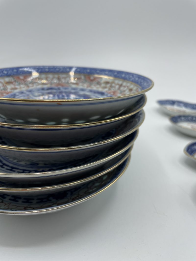 Lot de 6 bols chinois et 6 cuillères bleu dragon – Image 10