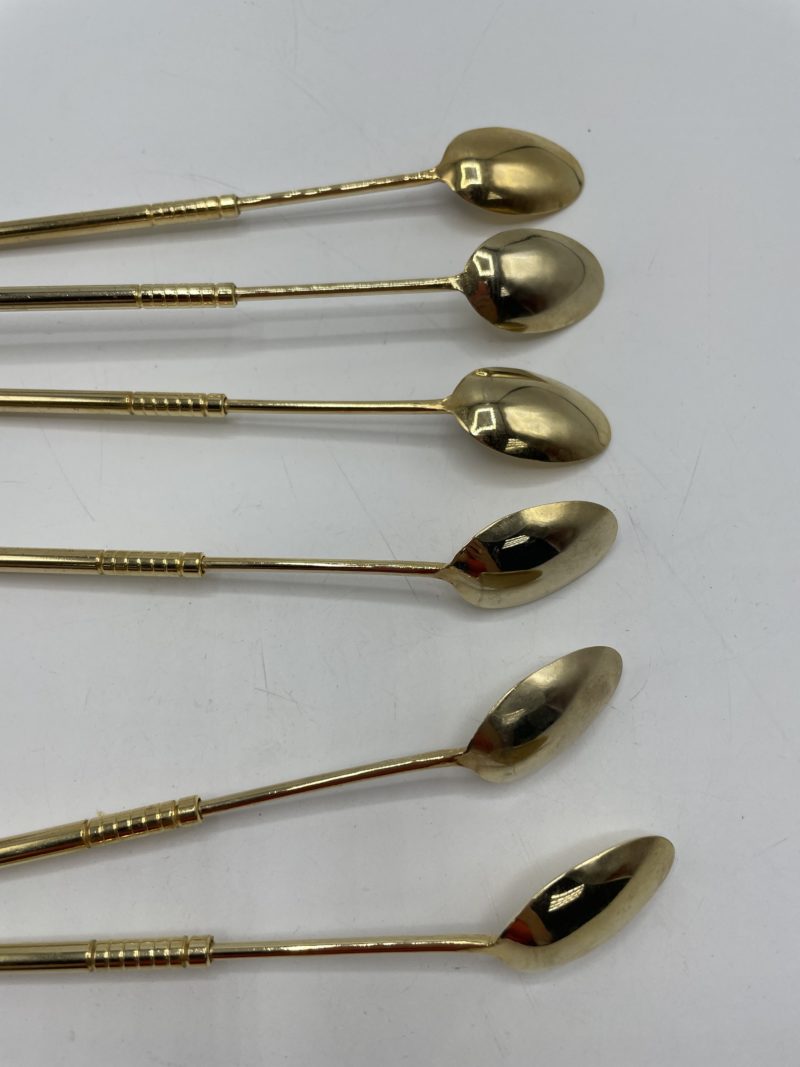 Lot 6 cuillères cocktail dorées – Image 3