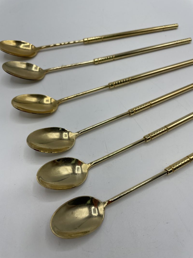 Lot 6 cuillères cocktail dorées – Image 2