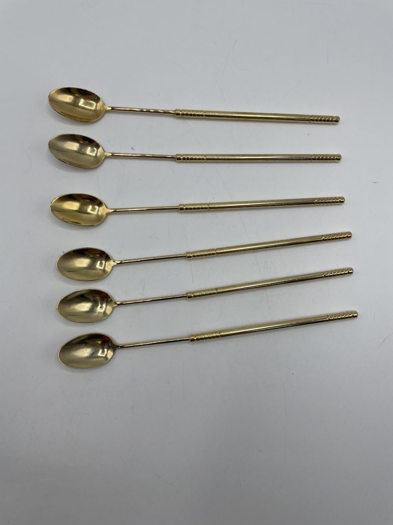 Lot 6 cuillères cocktail dorées – Image 4