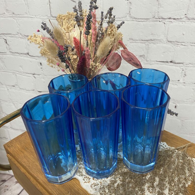 Lot de 6 verres à soda vintage