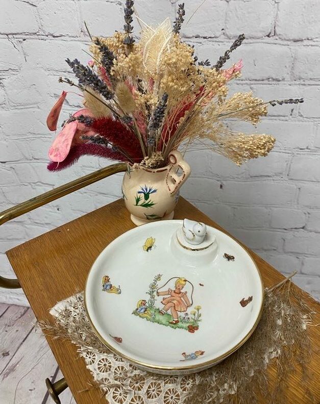 Assiette bébé chauffante vintage porcelaine Limoges Berry