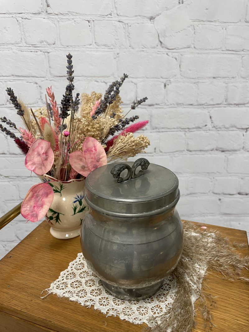 Poubelle de table pot vintage étain pur Irrmann