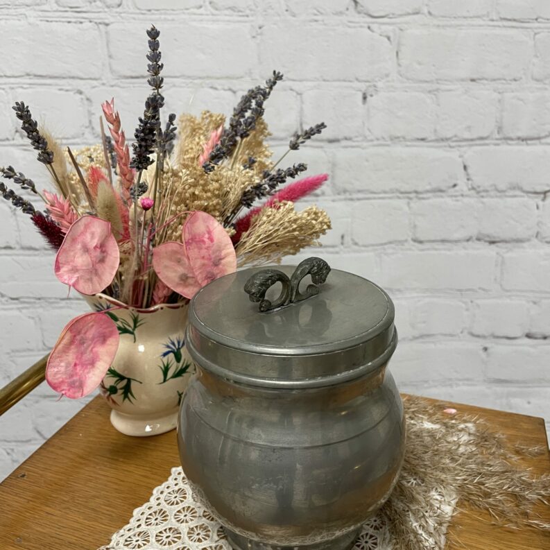 Poubelle de table pot vintage étain pur Irrmann