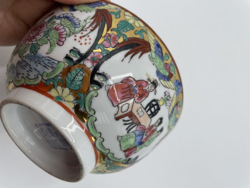 Petit bol porcelaine chinoise décor pivoines et couple – Image 9