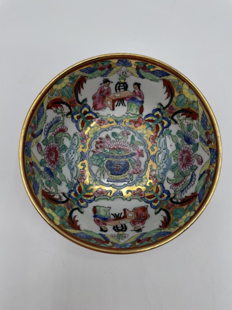 Petit bol porcelaine chinoise décor pivoines et couple – Image 2