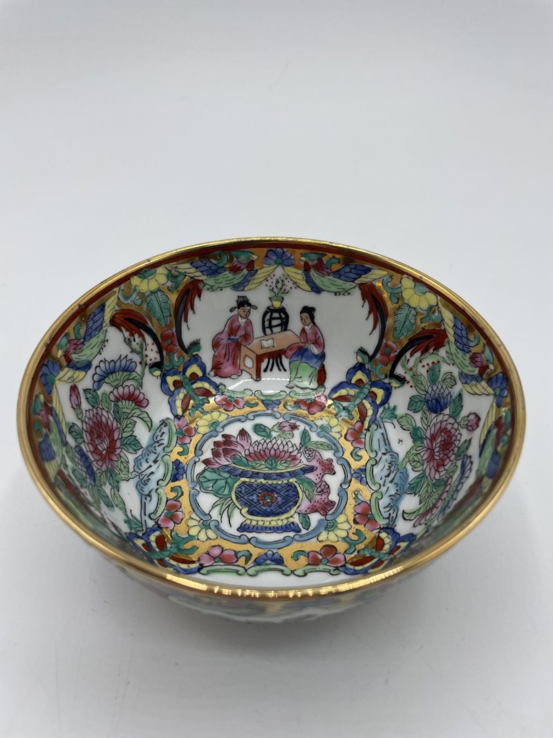 Petit bol porcelaine chinoise décor pivoines et couple – Image 7