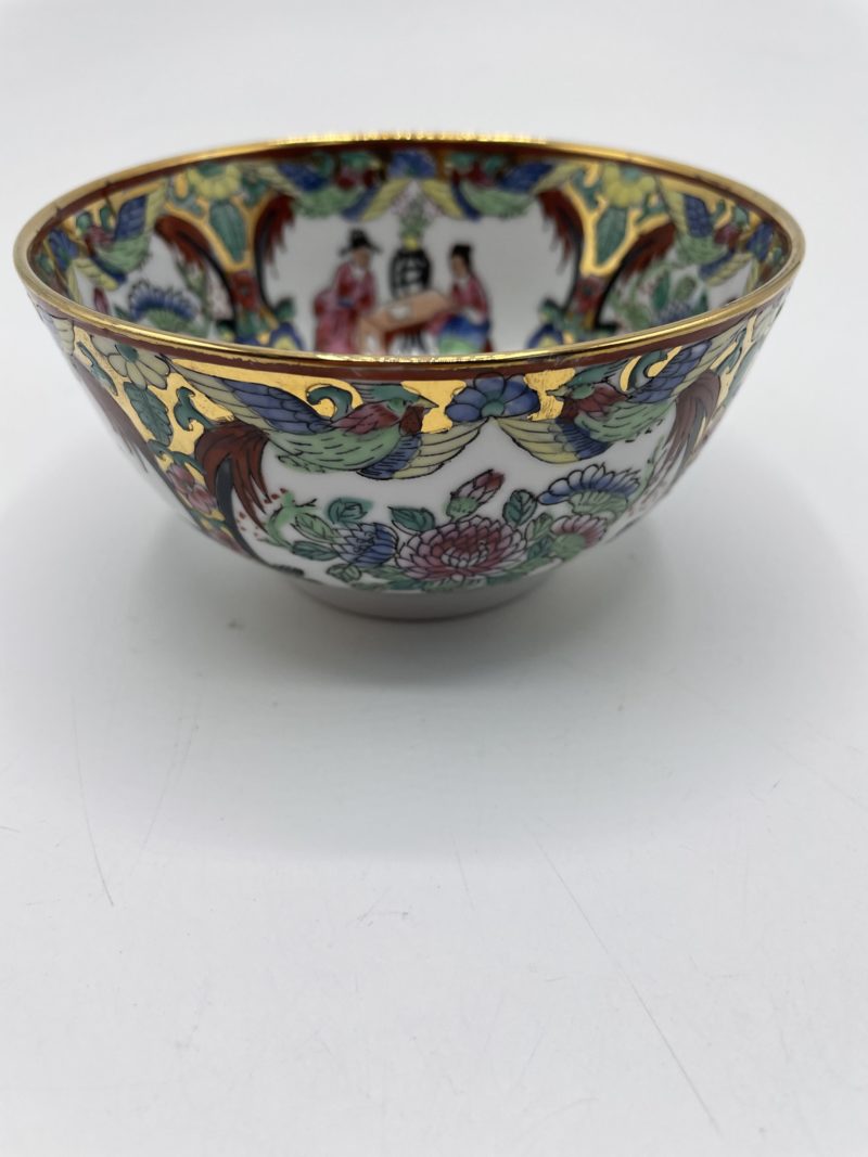 Petit bol porcelaine chinoise décor pivoines et couple – Image 6