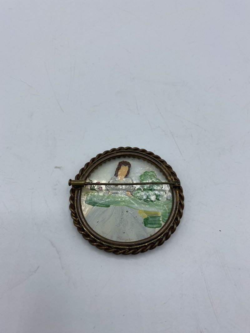 Broche vintage verre peint – Image 2