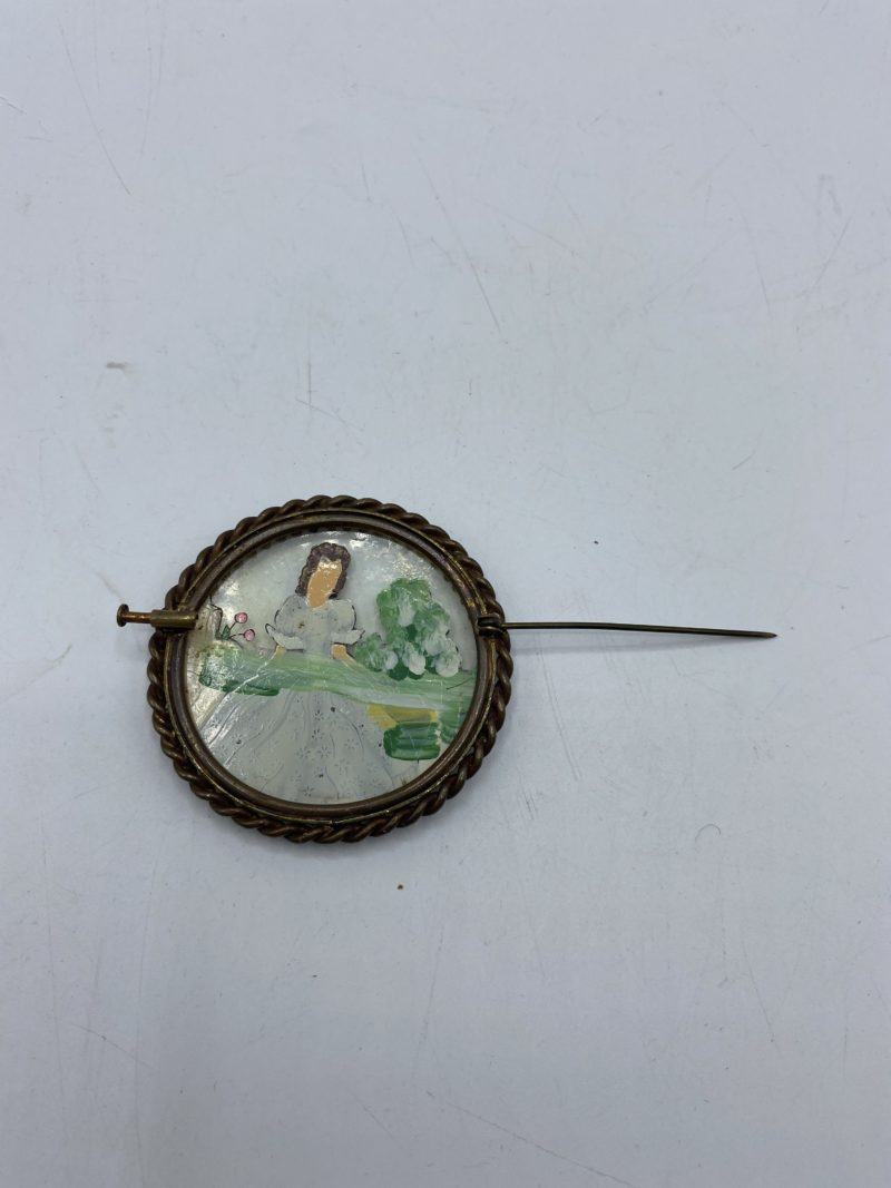 Broche vintage verre peint – Image 4