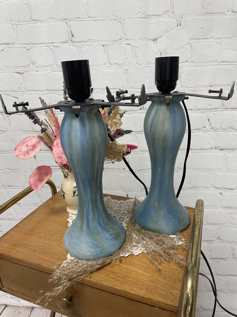 Duo pieds de lampe en pâte de verre vintage Vianne – Image 7