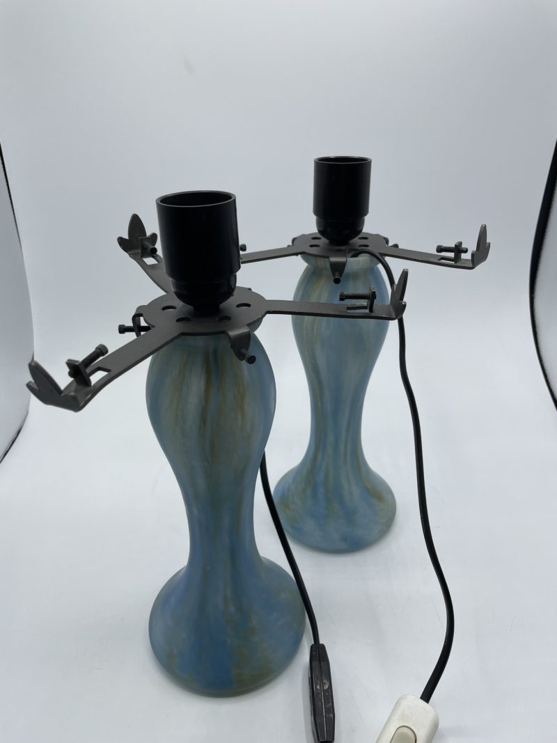 Duo pieds de lampe en pâte de verre vintage Vianne – Image 5