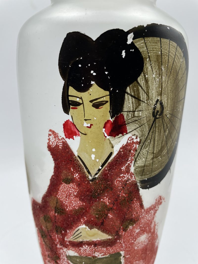 Grand vase pâte de verre geisha – Image 5