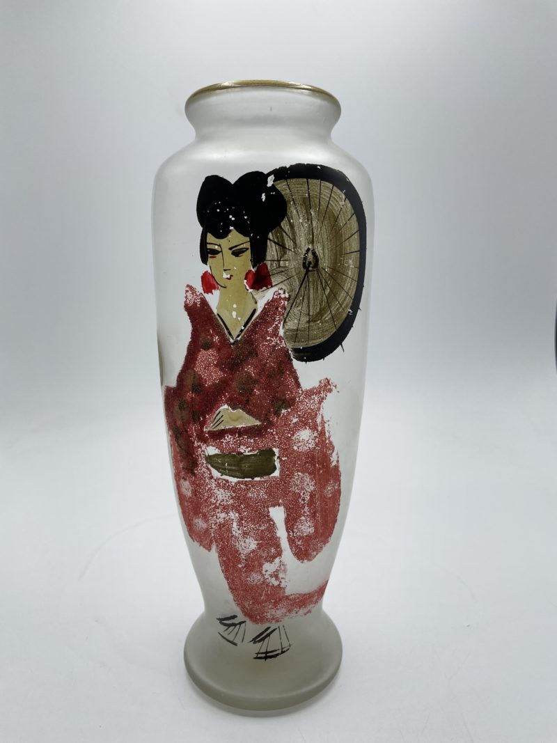 Grand vase pâte de verre geisha – Image 4