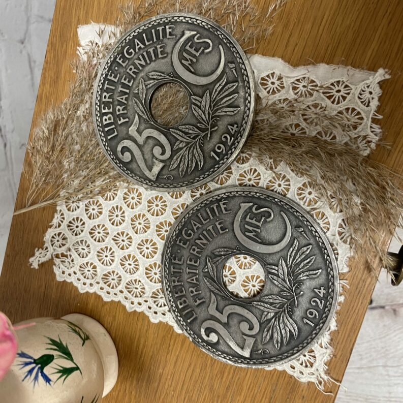 Dessous de verre pièce de centimes en métal