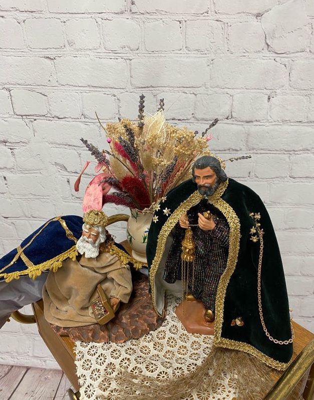 Duo grands santons Rois Mages Melchior et Gaspard Gérard Devouassoux