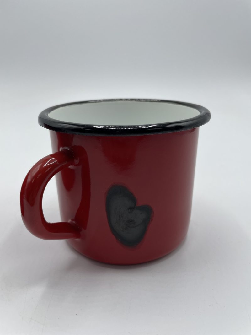 Duo tasses métal émaillé rouge vintage – Image 5