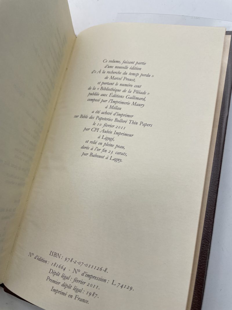 Proust – A la recherche du temps perdu Tome 1– 2011 – Bibliothèque de la Pléiade – Image 7