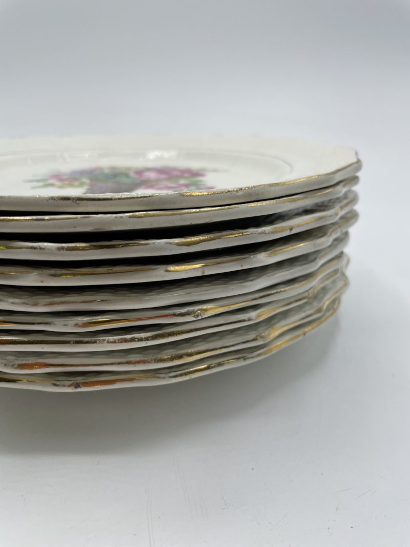 Lot 9 assiettes à dessert vintage Moulin des Loups Hamage – Image 2