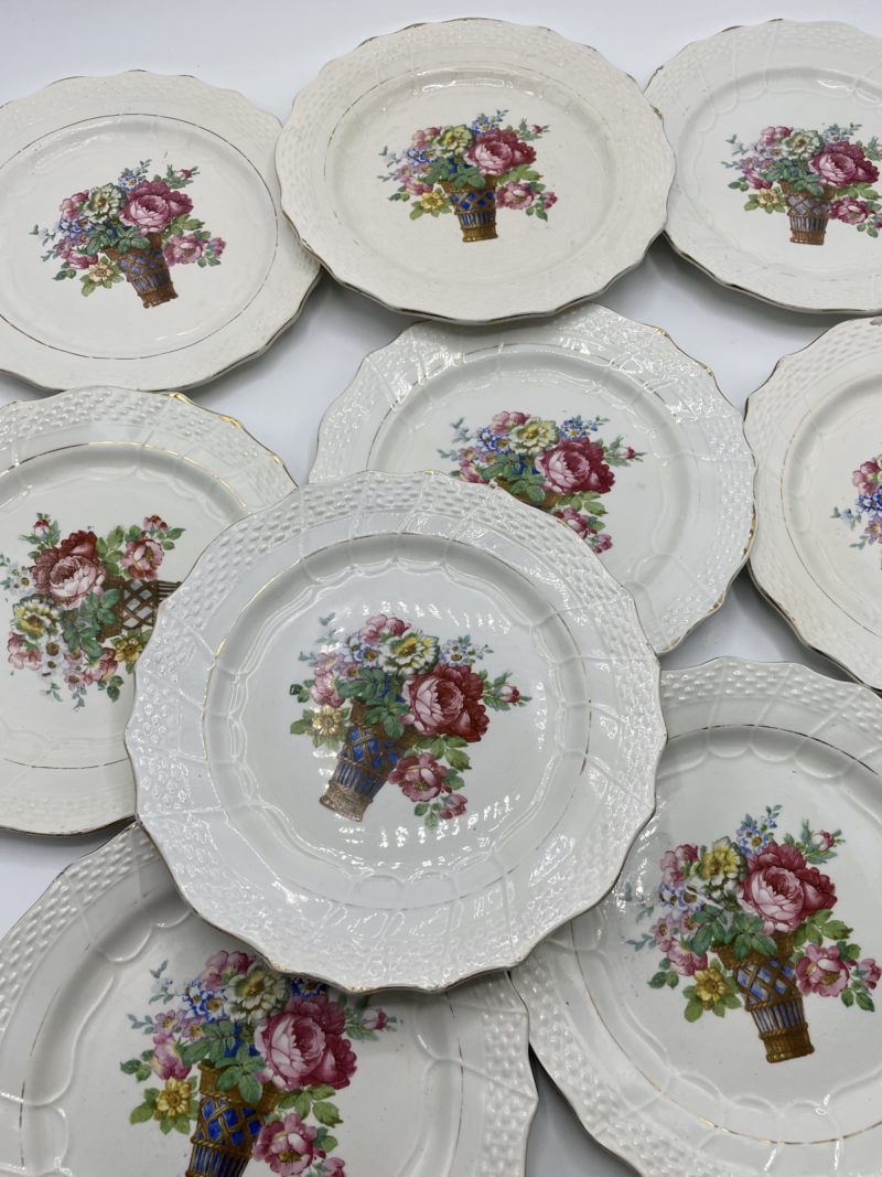 Lot 9 assiettes à dessert vintage Moulin des Loups Hamage – Image 5