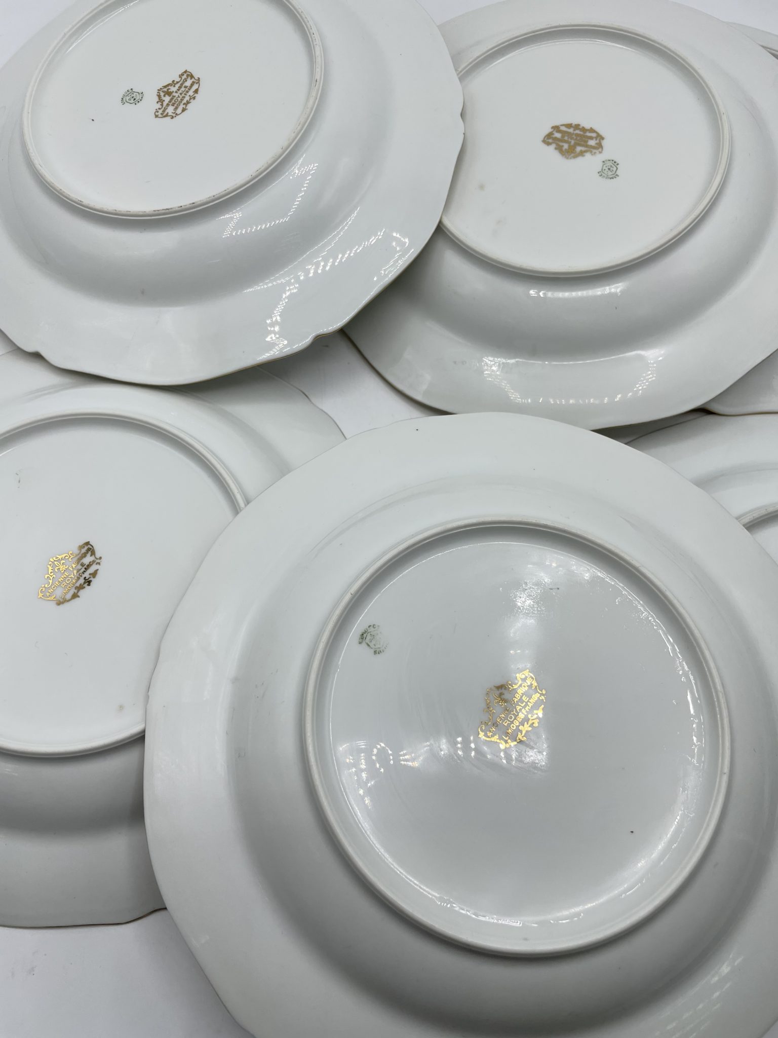 Lot de 6 assiettes creuses vintage porcelaine de Limoges Ancienne Fabrique Royale Ressourcerie