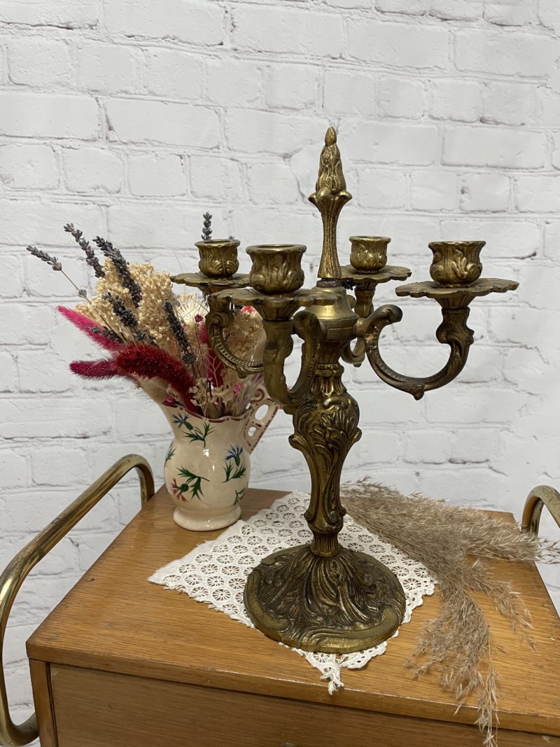 bougeoir chandelier candelabre vintage bronze louis xv
