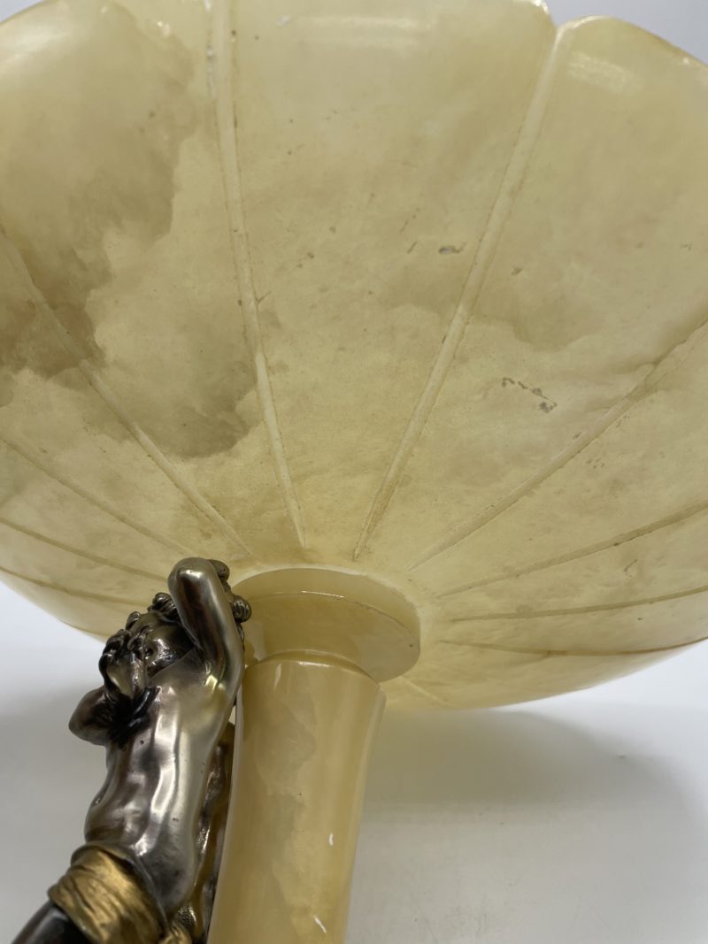 Grande coupe en albâtre vintage angelots – Image 13