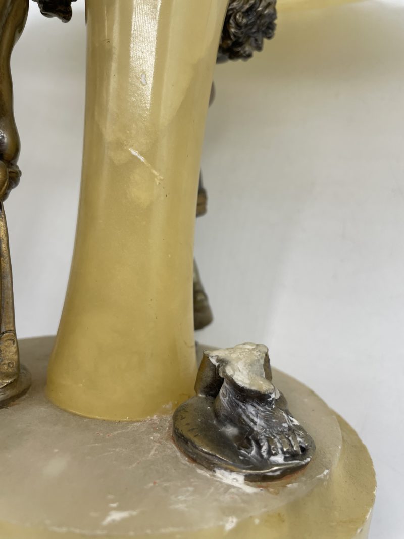 Grande coupe en albâtre vintage angelots – Image 8