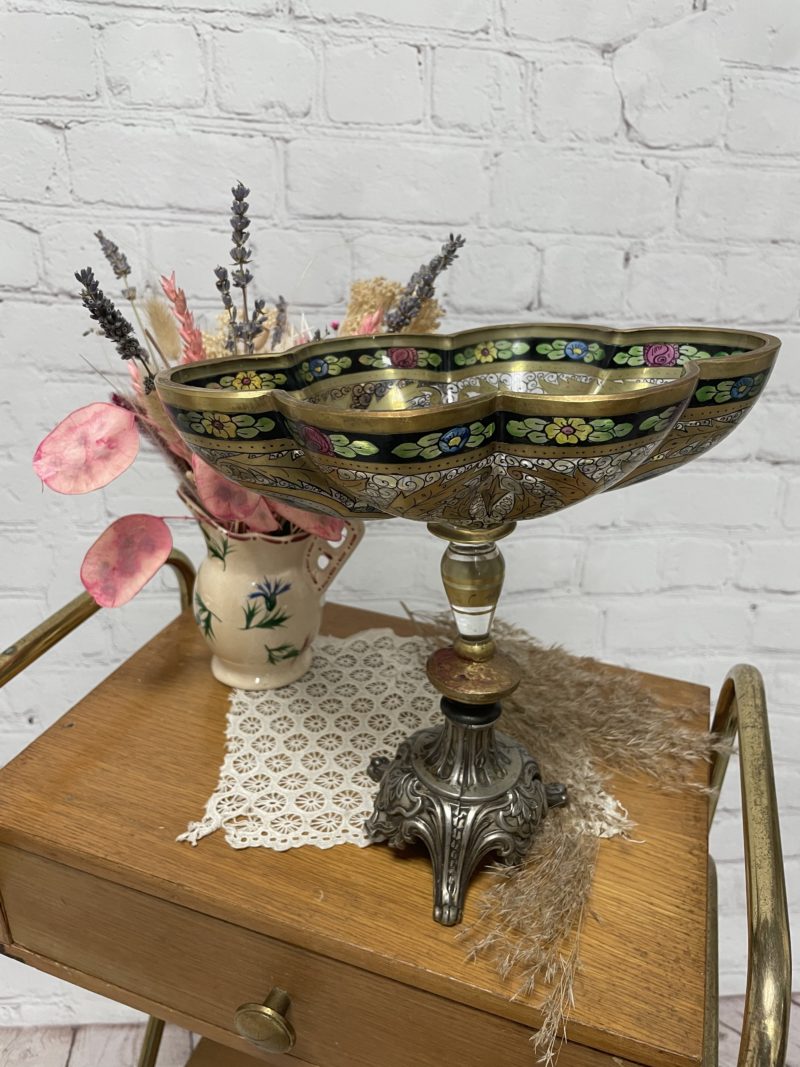 Joli coupe vasque vintage en verre style vitrail