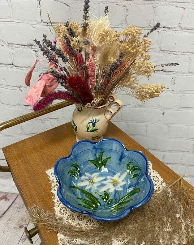 Coupelle terre cuite vernissée fleur