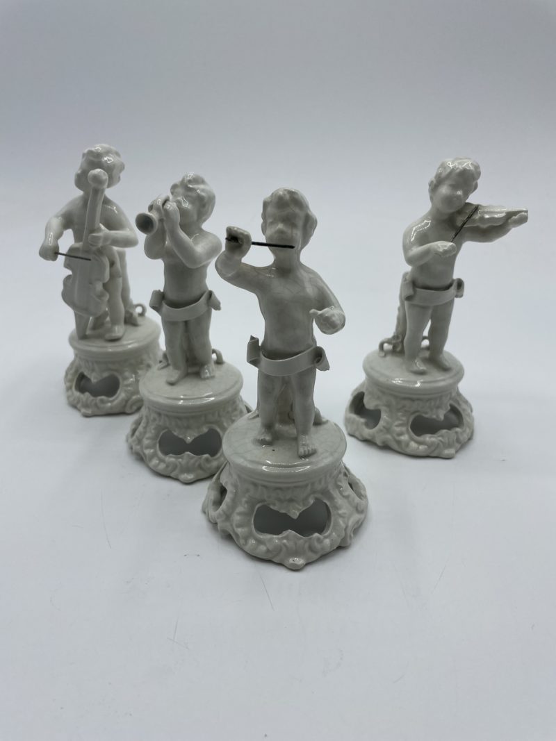 Lot 4 statuettes céramique orchestre chérubins – Image 4