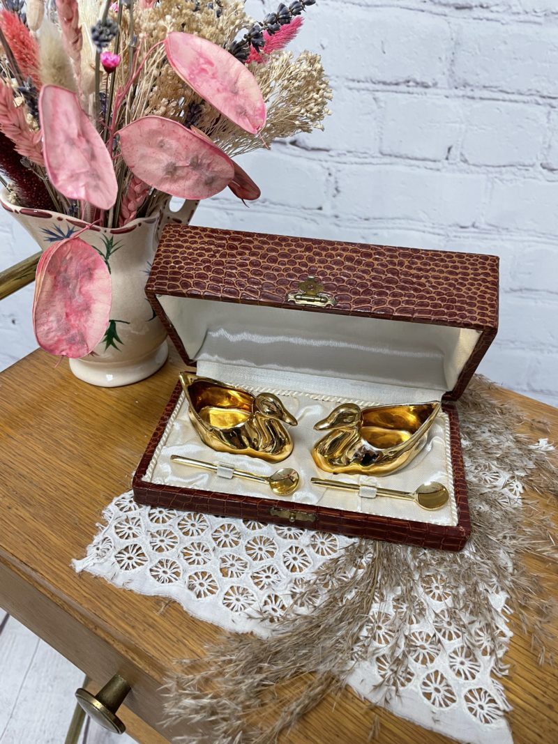 Duo salerons en porcelaine de Limoges R Montigny canards