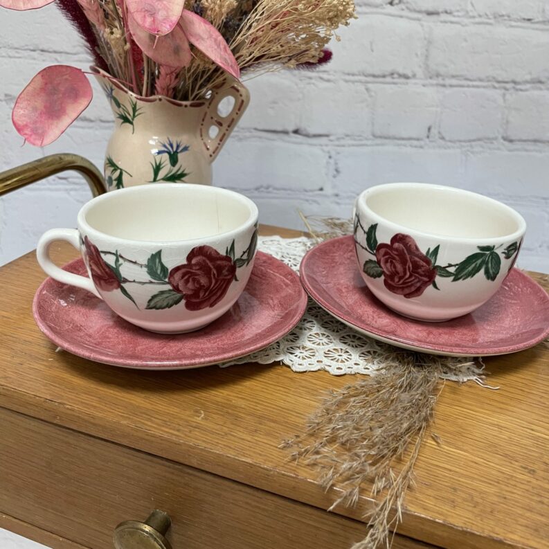 Duo tasses à thé et soucoupes céramique Malaisie