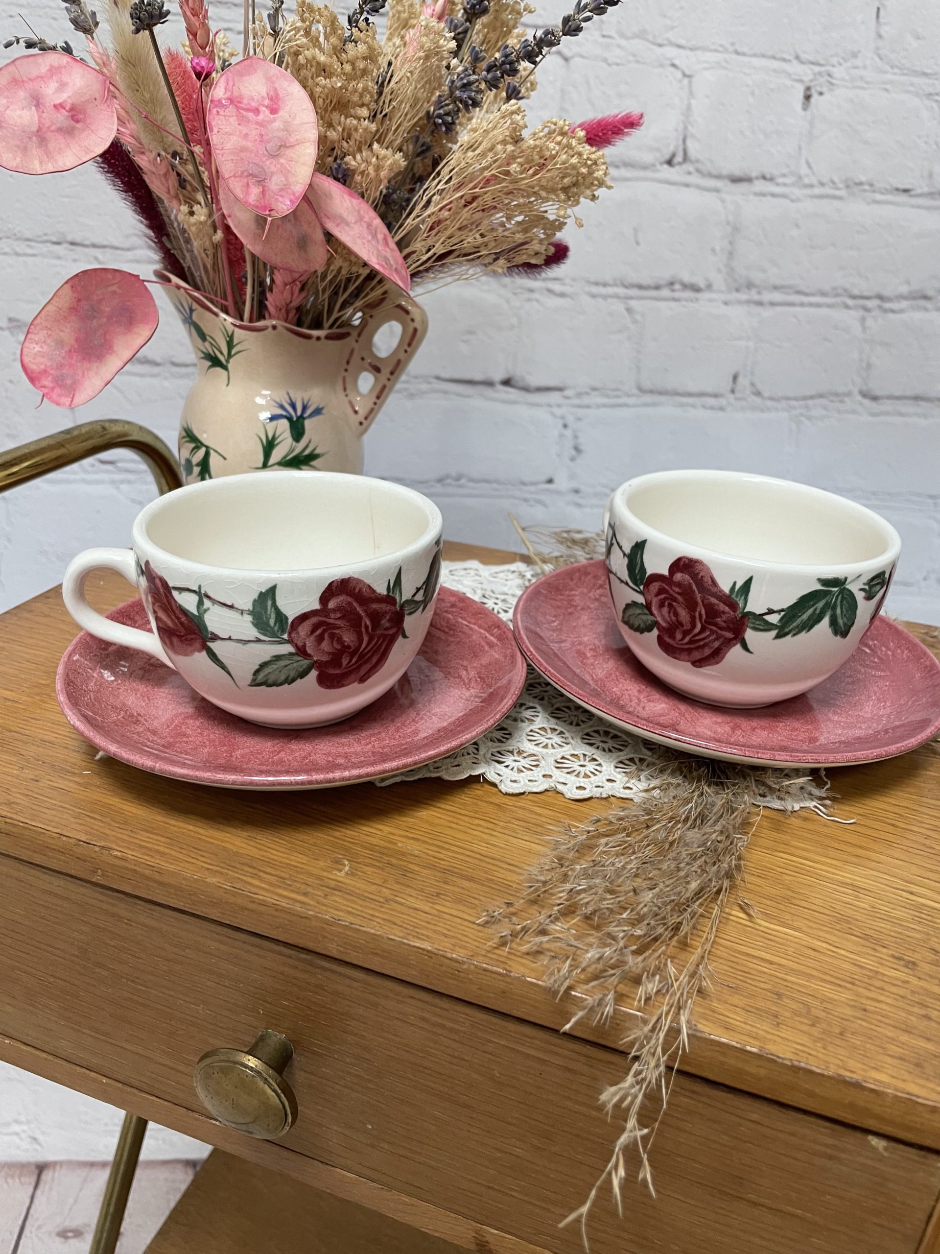 Duo tasses à thé et soucoupes céramique Malaisie - Ressourcerie