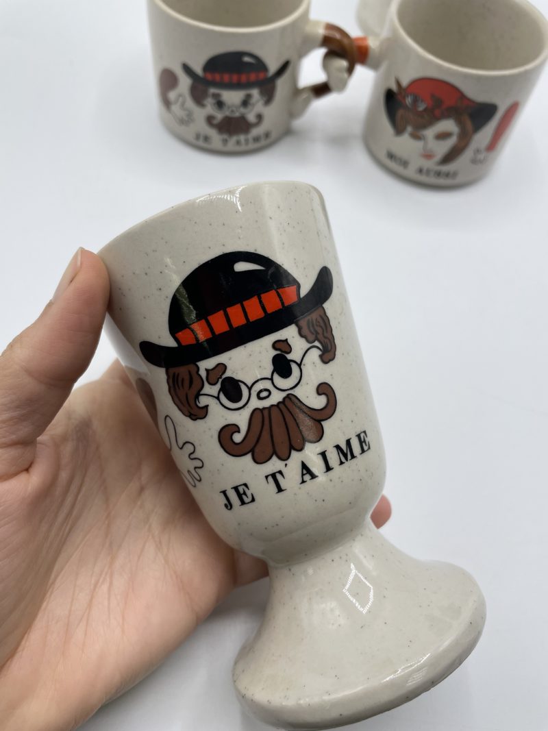Lot tasses mazagrans gres corée couple je t'aime – Image 9