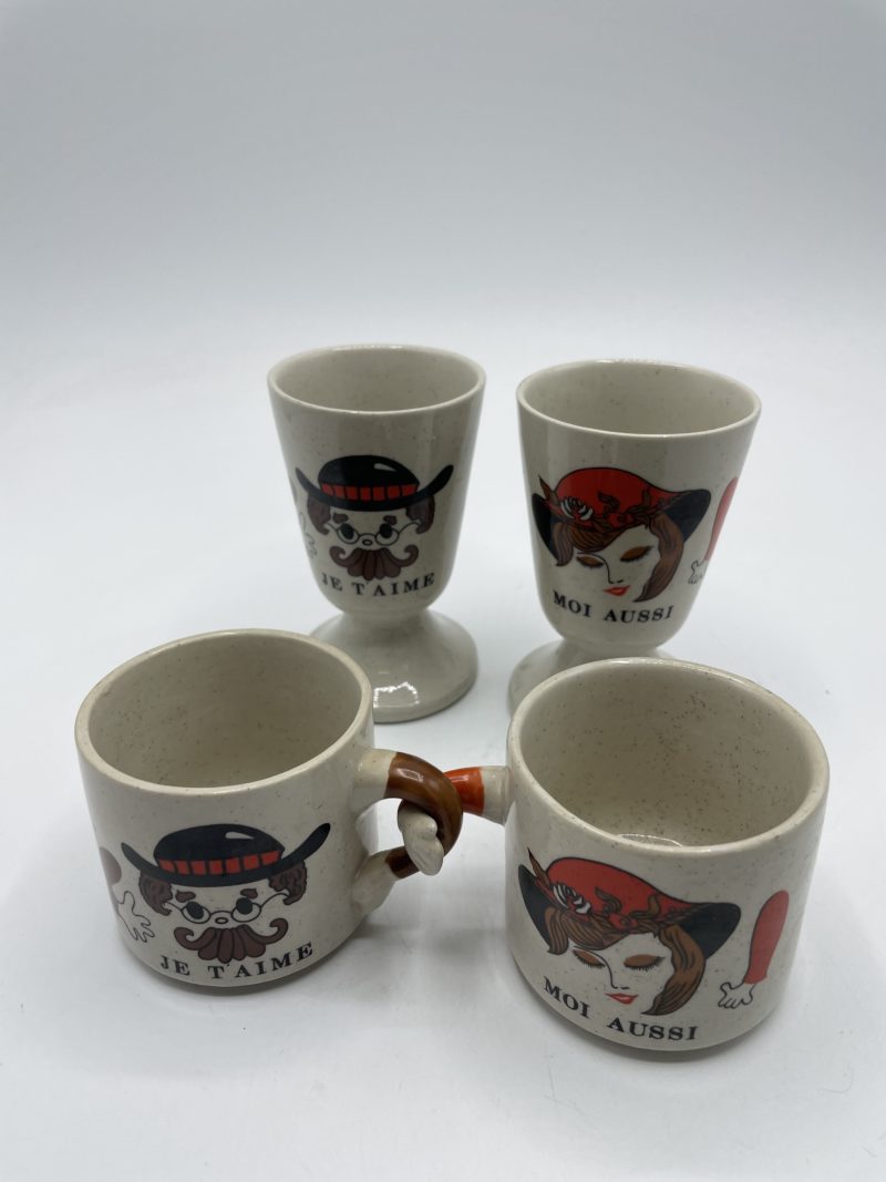 Lot tasses mazagrans gres corée couple je t'aime – Image 8