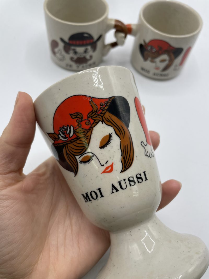 Lot tasses mazagrans gres corée couple je t'aime – Image 7