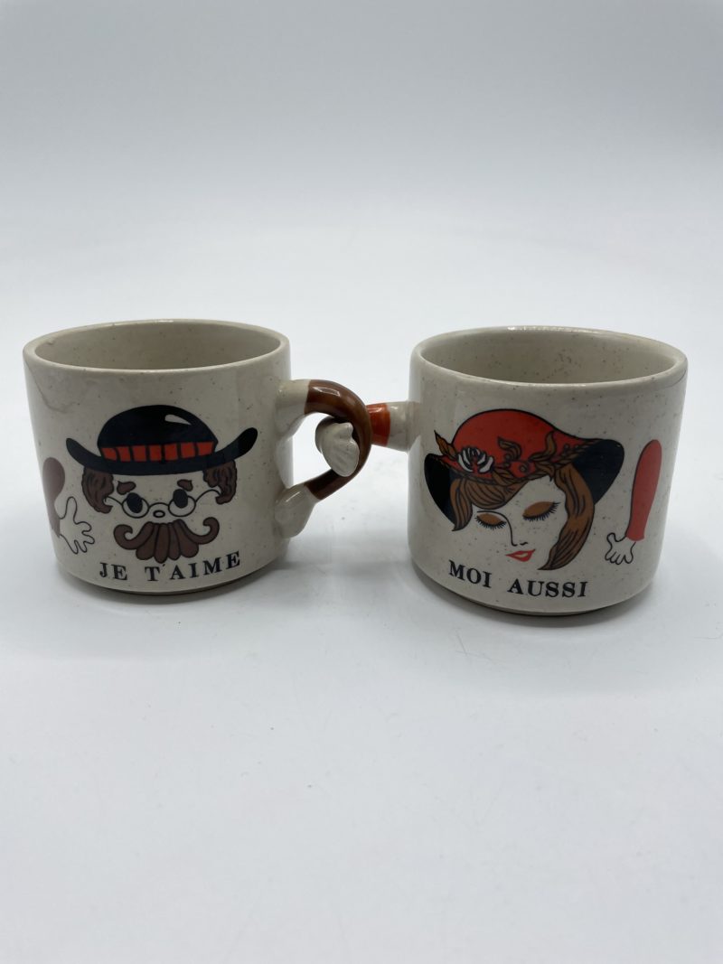 Lot tasses mazagrans gres corée couple je t'aime – Image 3