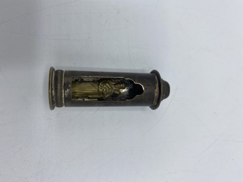Ancien autel de voyage Vierge à l'enfant en laiton – Image 6