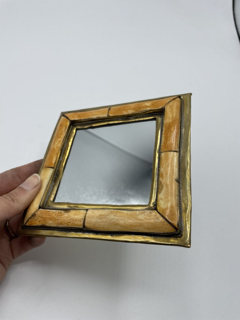 Petit miroir carré marocain laiton – Image 2