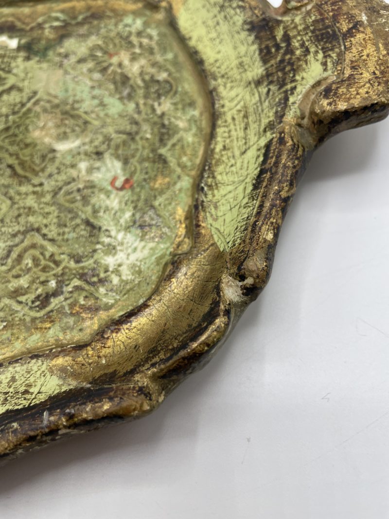 Petit plateau florentin en bois vintage – Image 10