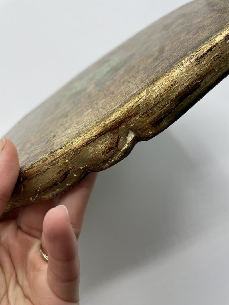 Petit plateau florentin en bois vintage – Image 6