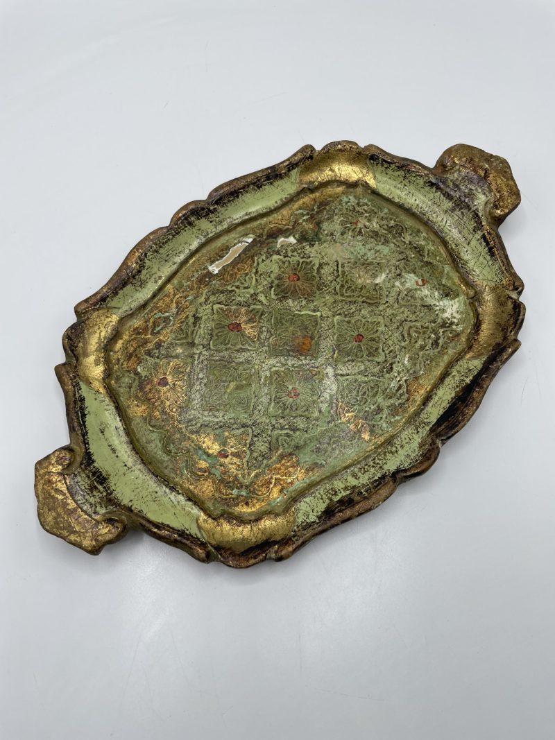Petit plateau florentin en bois vintage – Image 4