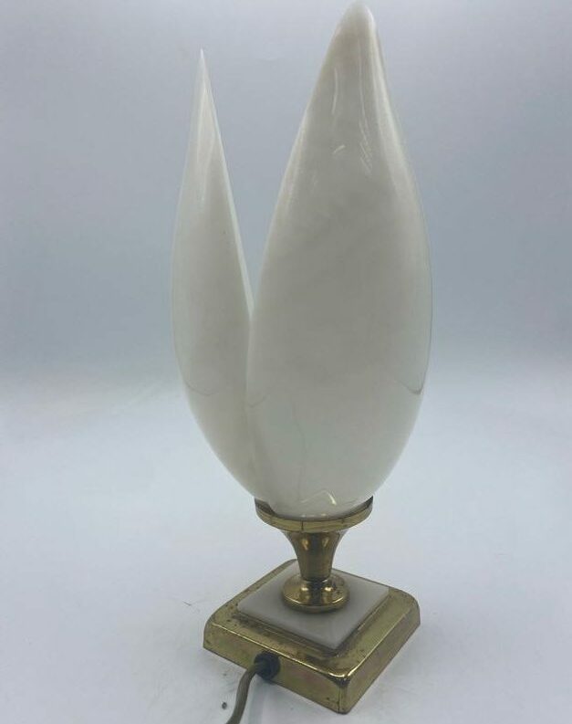 Lampe vintage tulipe design crocus en polycarbonate blanc froid années 70