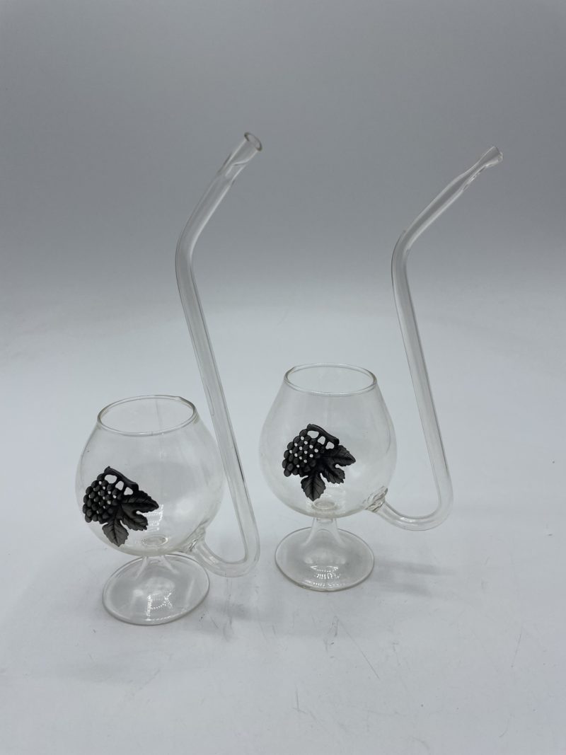 Duo de pipes à cognac en verre détails grappe de raisin – Image 5