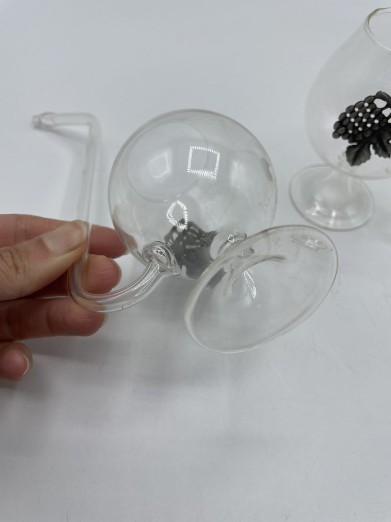 Duo de pipes à cognac en verre détails grappe de raisin – Image 6