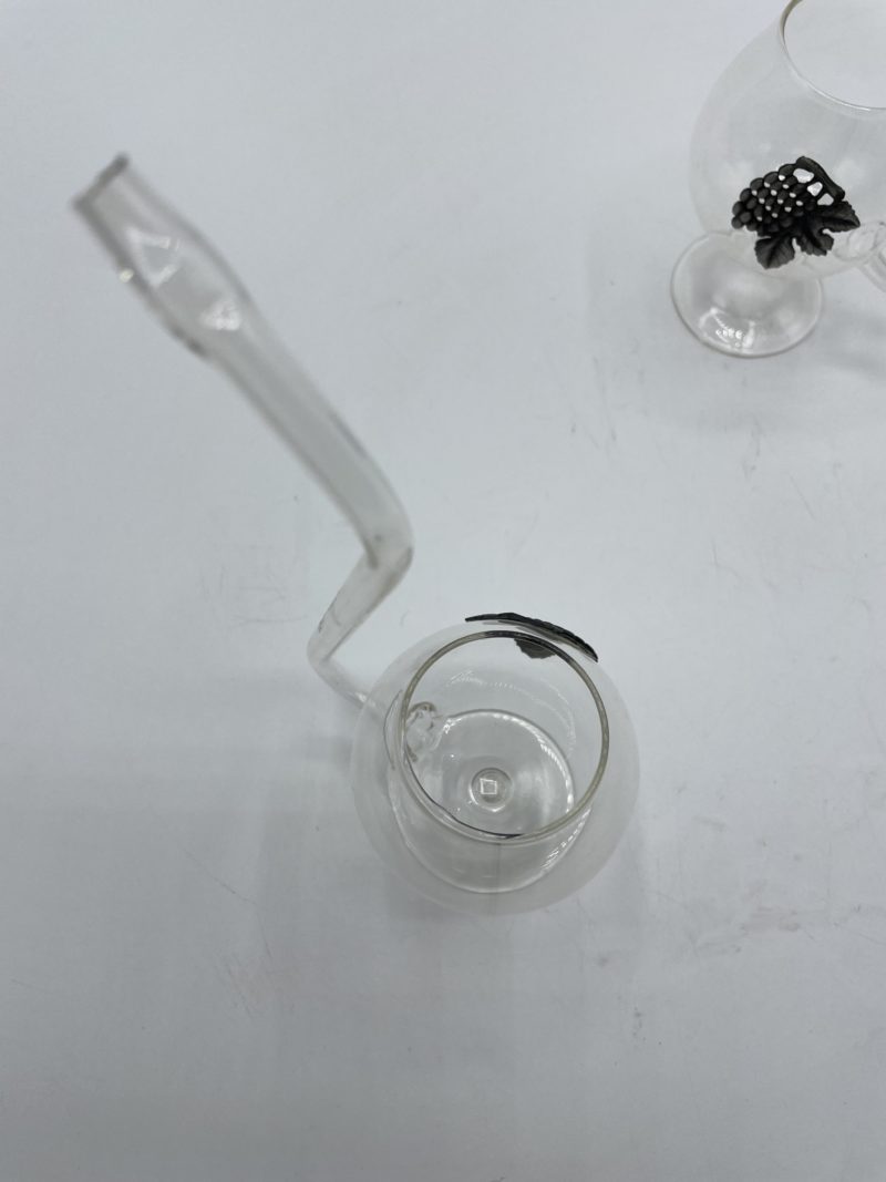 Duo de pipes à cognac en verre détails grappe de raisin – Image 2